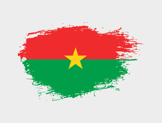 Classic brush stroke painted national Burkina Faso country flag illustration