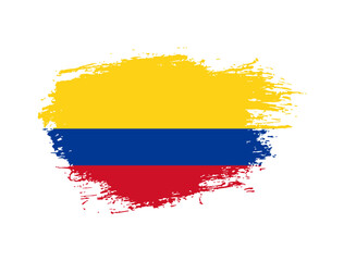 Classic brush stroke painted national Colombia country flag illustration