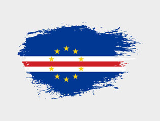 Classic brush stroke painted national Cape Verde country flag illustration