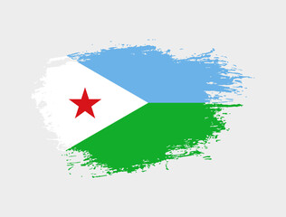 Classic brush stroke painted national Djibouti country flag illustration