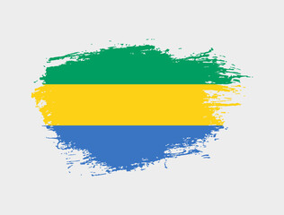 Classic brush stroke painted national Gabon country flag illustration