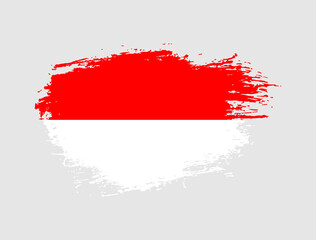 Classic brush stroke painted national Indonesia country flag illustration