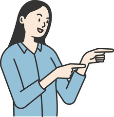 Woman pointing her hand forward