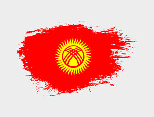 Classic brush stroke painted national Kyrgyzstan country flag illustration