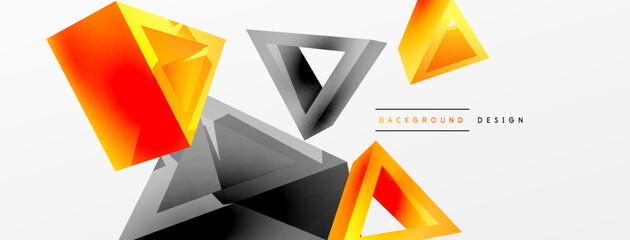 3d triangle abstract background. Basic shape technology or business concept composition. Trendy techno business template for wallpaper, banner, background or landing