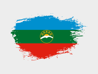 Classic brush stroke painted national Karachay-Cherkessia country flag illustration