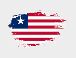 Classic brush stroke painted national Liberia country flag illustration