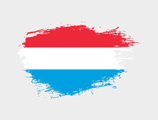 Classic brush stroke painted national Luxembourg country flag illustration