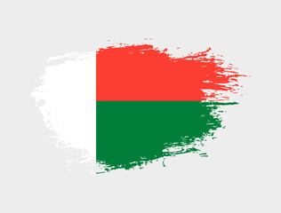 Classic brush stroke painted national Madagascar country flag illustration
