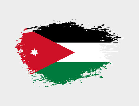Classic brush stroke painted national Jordan country flag illustration