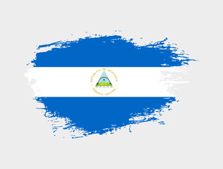 Classic brush stroke painted national Nicaragua country flag illustration