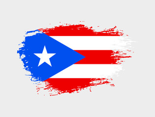 Classic brush stroke painted national Puerto Rico country flag illustration