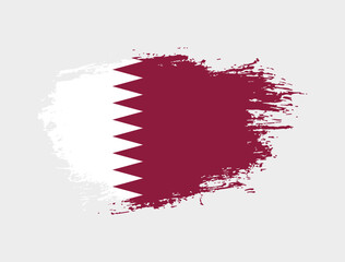 Classic brush stroke painted national Qatar country flag illustration