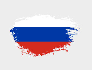 Classic brush stroke painted national Russia country flag illustration