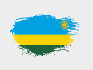 Classic brush stroke painted national Rwanda country flag illustration