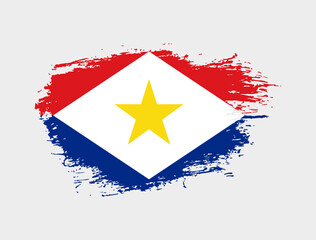Fototapeta premium Classic brush stroke painted national Saba country flag illustration