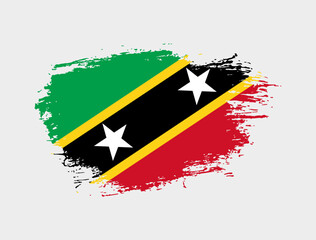 Naklejka premium Classic brush stroke painted national Saint Kitts and Nevis country flag illustration