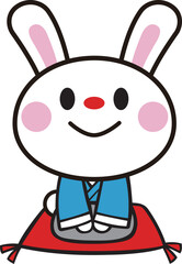 卯年正月　着物を着たかわいいウサギ　ベクター素材