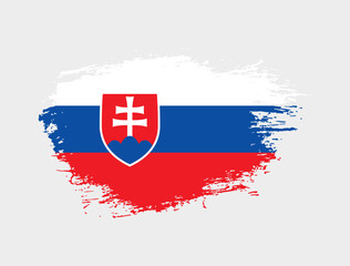 Classic brush stroke painted national Slovakia country flag illustration