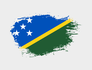 Classic brush stroke painted national Solomon Islands country flag illustration
