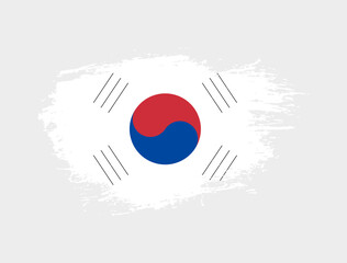 Classic brush stroke painted national South Korea country flag illustration