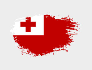 Classic brush stroke painted national Tonga country flag illustration