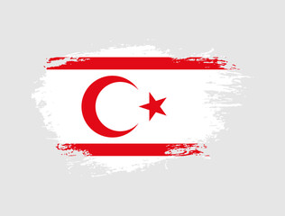 Classic brush stroke painted national Turkish Republic of Northern Cyprus country flag illustration