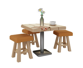 Fototapeta premium Wooden table with coffee cup on transparent background. Element for your design.3D rendering