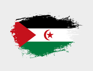 Classic brush stroke painted national Western Sahara country flag illustration
