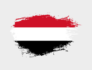 Classic brush stroke painted national Yemen country flag illustration