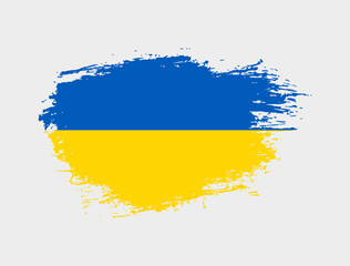Classic brush stroke painted national Ukraine country flag illustration