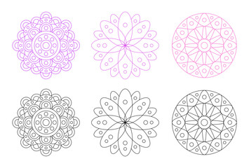 Mandala Line Art. Henna Tattoo Design. Coloring Art Book Design Element