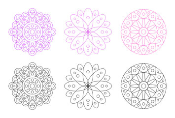 Mandala Line Art. Henna Tattoo Design. Coloring Art Book Design Element