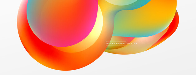 Fluid abstract background, round shapes and circle flowing design for wallpaper, banner, background or landing