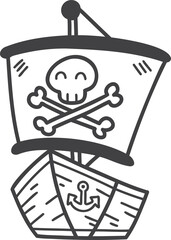 Hand Drawn toy pirate ship for kids illustration