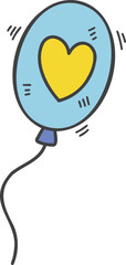 Hand Drawn cute heart shaped balloons illustration