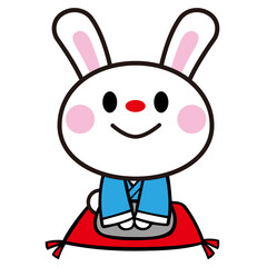 卯年正月　着物を着たかわいいウサギ