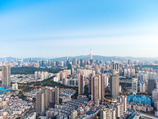 Fototapeta na wymiar Aerial photo of Futian City, Shenzhen, Guangdong, China