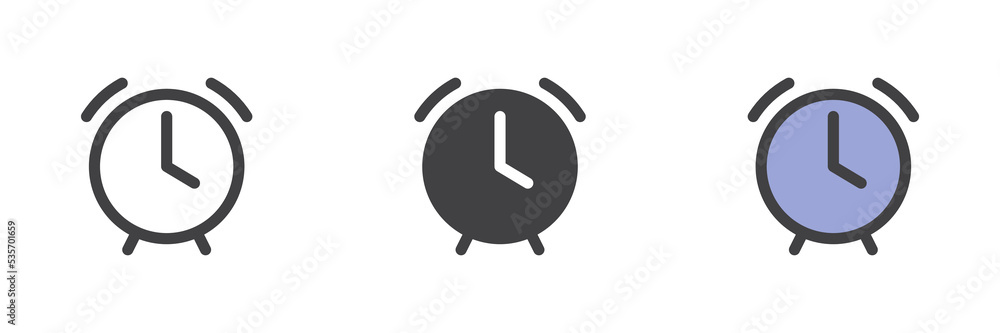 Poster alarm clock different style icon set