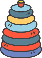 Hand Drawn Wooden Stacking Rings toy illustration