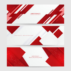 Abstract red white banner background