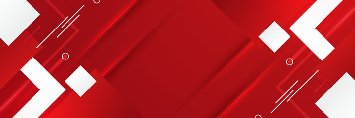 Red abstract wide banner background vector, modern corporate concept.