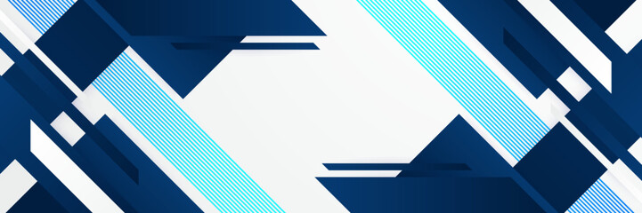 Modern blue and white geometric shapes corporate abstract technology background. Vector abstract graphic design banner pattern presentation background web template. © Salman