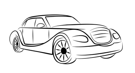The Sketch of a old car. 
