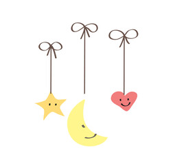 pastel sleepy moon doodle