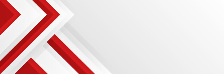 Red and white abstract banner background. Modern abstract white and red background with 3D Overlap layers effect.