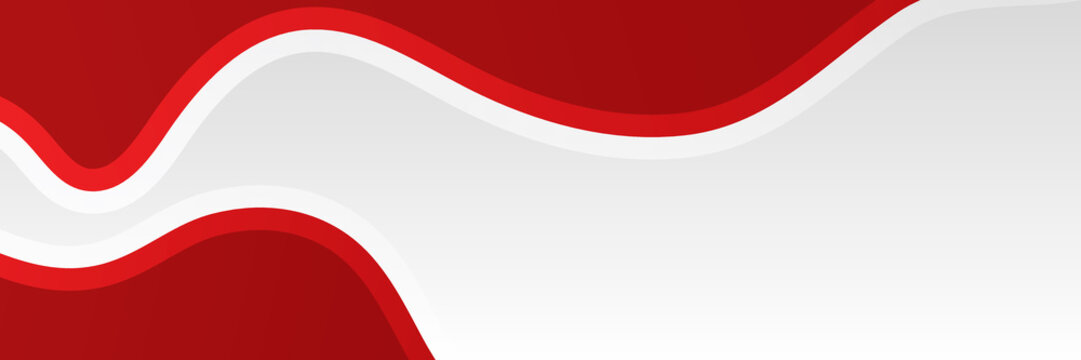 Modern Red White Contrast Flag Banner Background. Abstract Red Background With Geometric Shape And White Space In Center