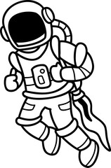 Hand Drawn astronaut floating in space illustration