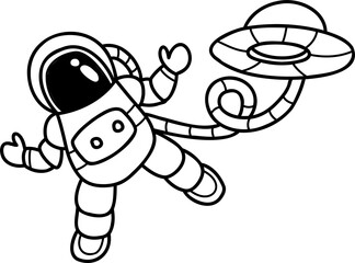 Hand Drawn astronaut floating in space illustration