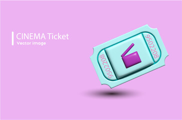 
A ticket to the cinema in 3D style, trendy colors